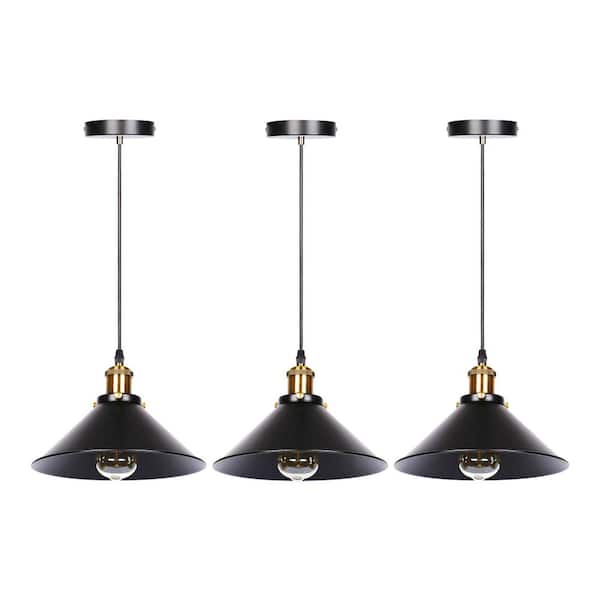 Operfurni 1-Light Black Hanging Pendant Light (3-Pack)