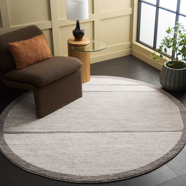SAFAVIEH Northport 7 ft. x 7 ft. Ivory/Beige Abstract Geometric Round ...