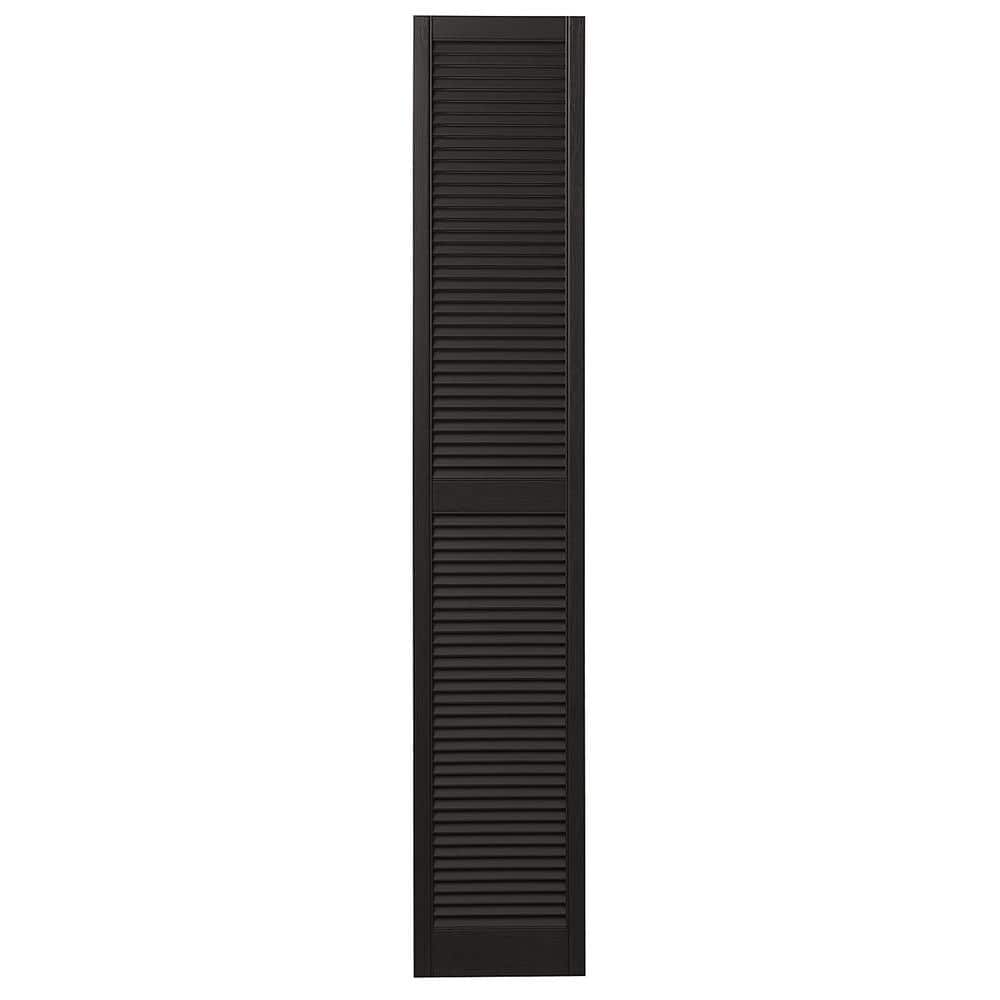 15 in. x 71 in. Open Louvered Polypropylene Shutters Pair in Peppercorn
