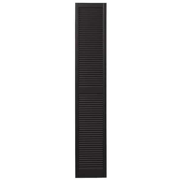 Ply Gem 15 in. x 75 in. Open Louvered Polypropylene Shutters Pair in Peppercorn