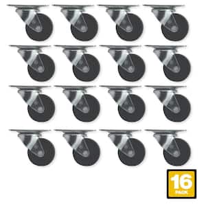 3 in. Black Soft Rubber and Steel Swivel Plate Caster with 175 lbs. Load Rating (16-Pack)