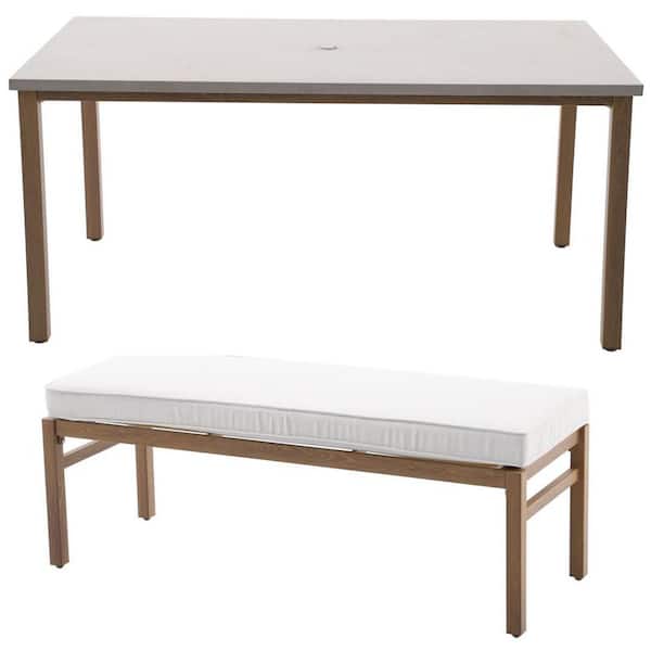 West Haven Rectangular Metal Outdoor Dining Table and Bench