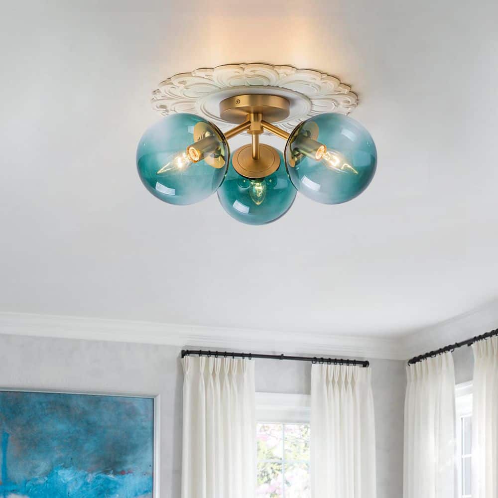 EDISLIVE Lueck 3-Light 18 in. Modern Gold Semi Flush Mount with
