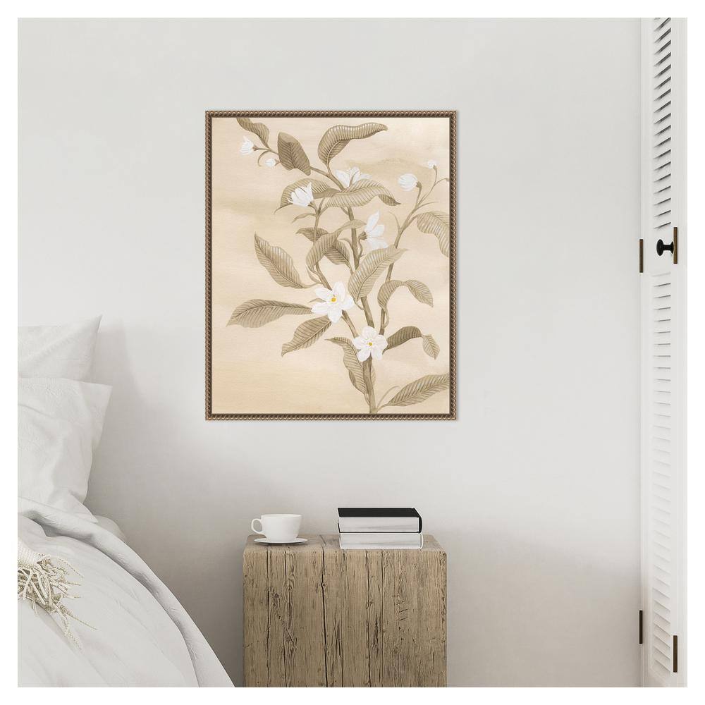 Sepia Orange Blossom Sketch II Canvas Wall Art with Bronze Frame