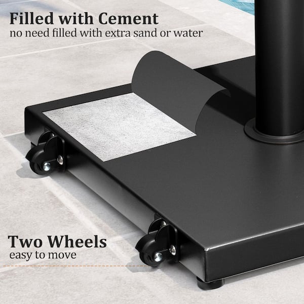 45 lbs. Concrete Cement Metal Patio Umbrella Base in Black for Patio Market Umbrella Table Umbrella