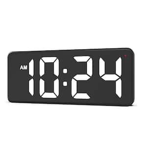 White LED Digital Wall Clock with Large Display, Anti-Reflective Surface, Auto-Dimming for Living Room and Bedroom