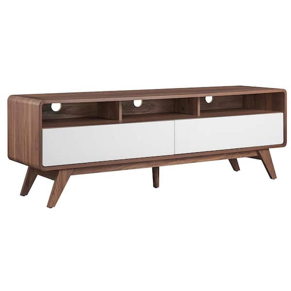 MODWAY Transmit 60 in. TV Stand in Walnut White