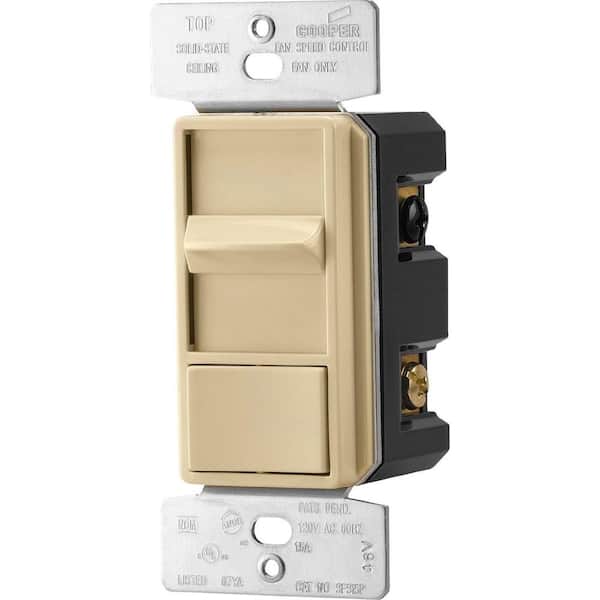Eaton 1.5 Amp Quiet 3-Speed Fan Control Rocker Switch with Preset, Ivory