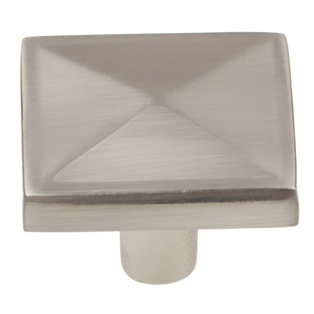 Brushed Nickel Square Cabinet Knob with Mounting Hardware