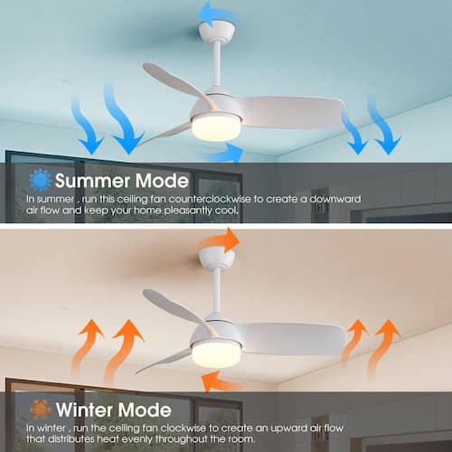 42 in. Indoor White ABS LED Ceiling Fan with 3 Color Dimmable Ceiling Fans with Lights and Remote Control Lighting