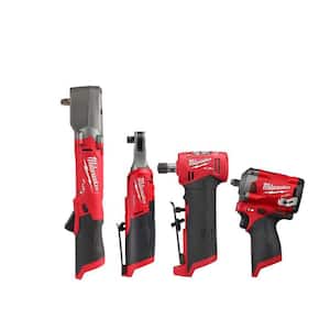 M12 FUEL 12V Li-Ion Cordless 3/8 in. Impact Wrench with Right Angle Impact Wrench, High Speed Ratchet & Die Grinder