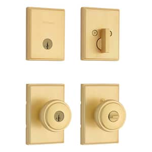 Kwikset Sora Satin Nickel Keyed Entry 2.19 in. Door Knob and