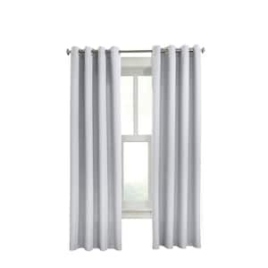 Margaret White Polyester Textured 52 in. W x 108 in. L Grommet Indoor Light Filtering Curtain (Single Panel)