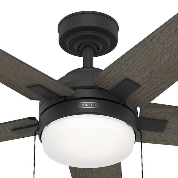 Hunter Bartlett 52 in. Indoor Matte Black Ceiling Fan with Light