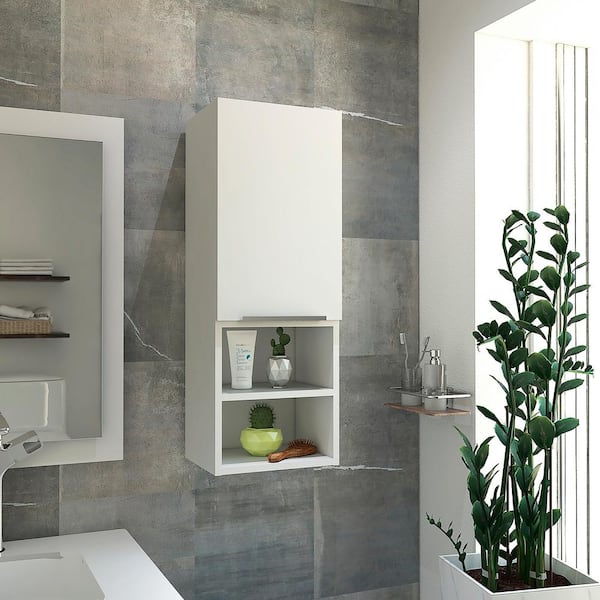 11.80 in. W x 10 in. D Storage Cabinet Bathroom Wall Cabinet w/ 4-Shelves, Floating 4-Tier Decorative Wall Shelf, White