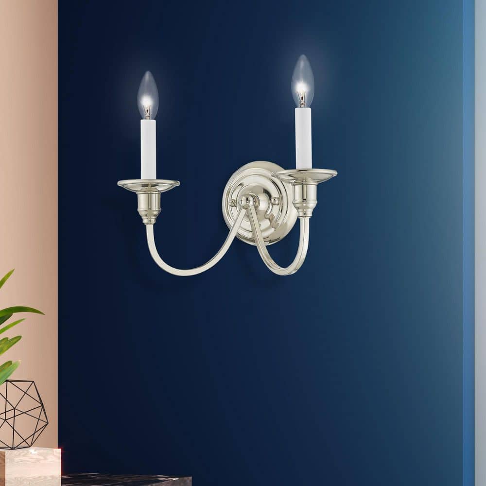 Polished Nickel Dual Light Traditional Wall Sconce