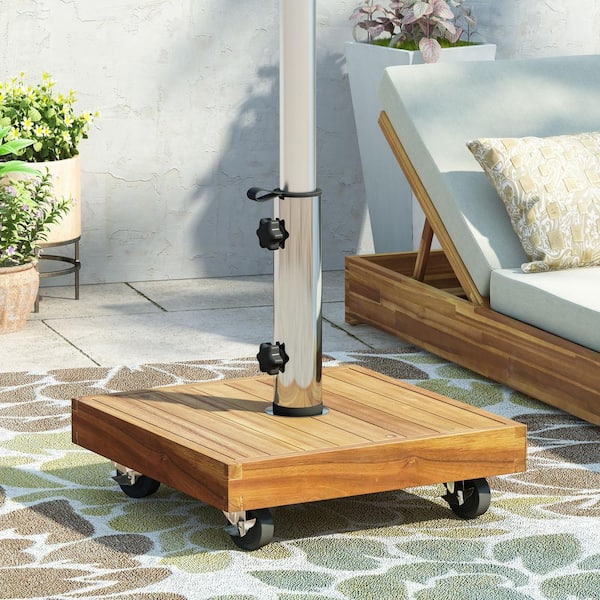 ToolCat 40 lbs. Patio Umbrella Base RALPH SQUARE with Wheels in Teak