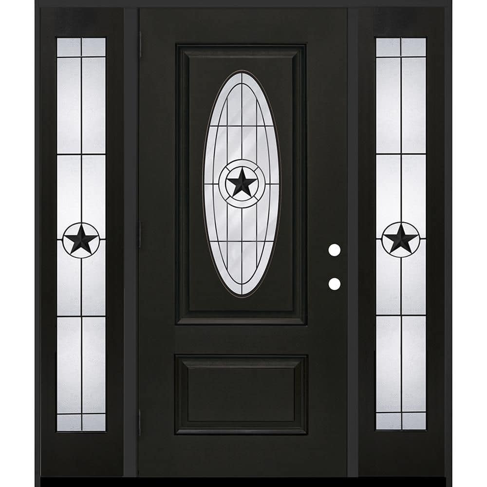 Regency 68 in. x 80 in. 3/4L Oval Alamo Glass RHOS Onyx Mahogany Fiberglass Prehung Front Door w/ 14 in.-Full SLs 4-9/16 price history on PriceWatchPro