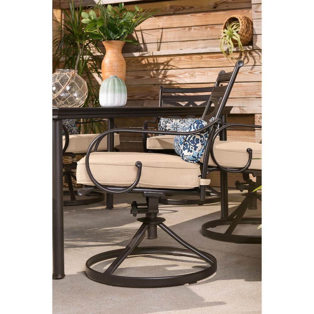 Montclair 7-Piece Black and Tan Steel Outdoor Dining Set