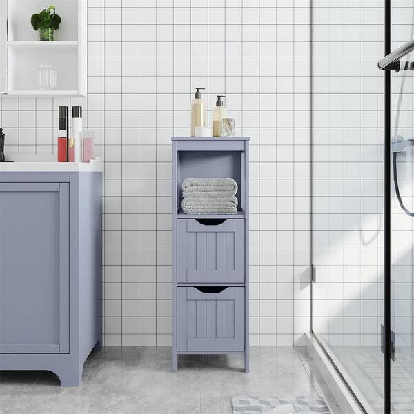 RichYa Bathroom Cabinet, Linen Storage Cabinet with 2 Flap Drawers