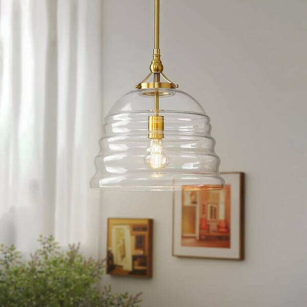 KAISITE 1-Light E26 40W Height Adjustable Hanging Gold Vintage
