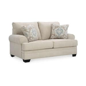 41 in. Beige, Gray and Black Solid Print Polyester 2-Seater Loveseat with 2 Pillows