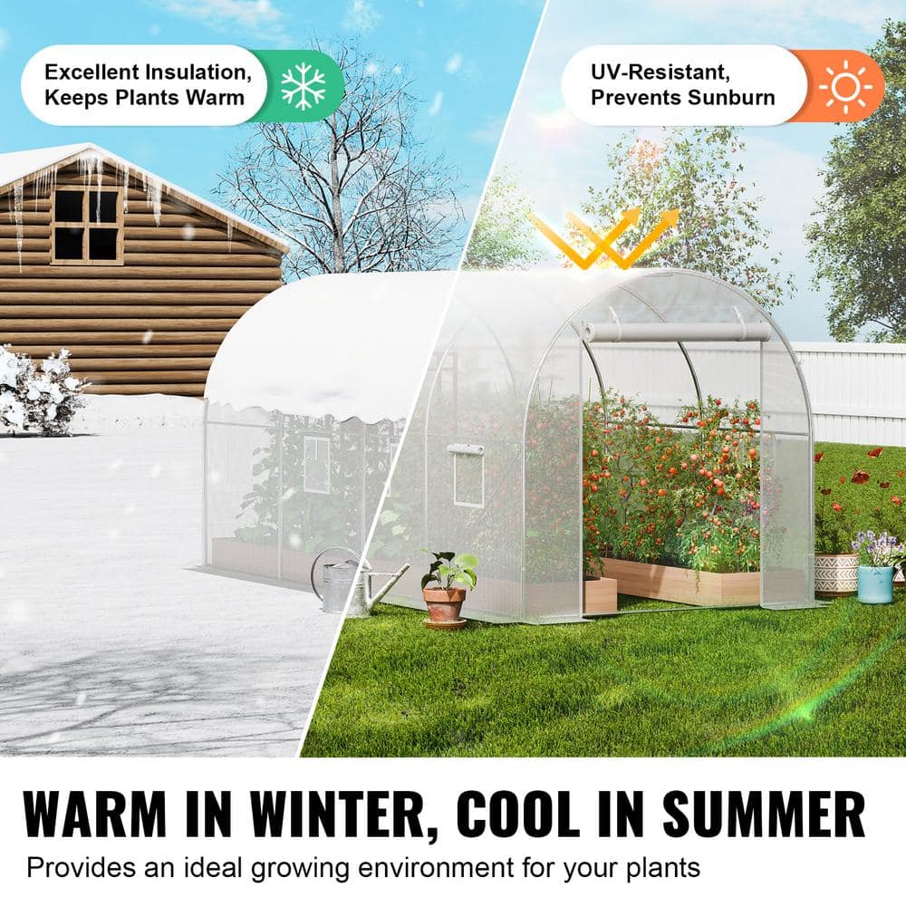 Large White Walk-In Tunnel Greenhouse with Galvanized Steel Frame