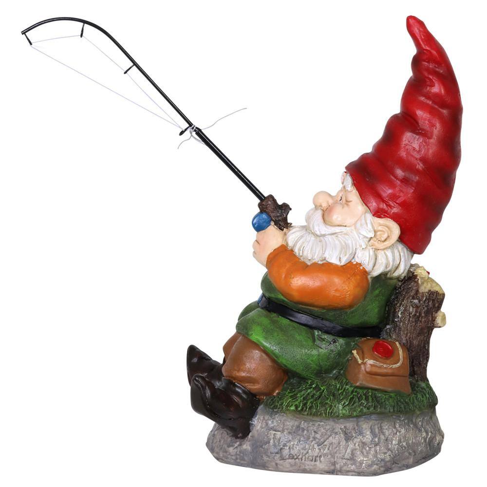 Fishing Frank Garden Gnome Statue with Red Hat