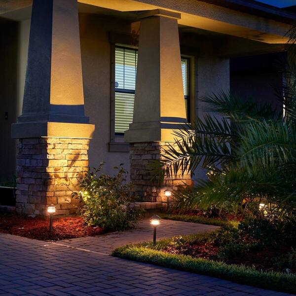 VOLT Low Voltage Bronze Hardwired Brass Pagoda Path Light with LED