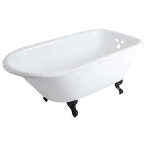 Aqua Eden Roll Top 60 in. Cast Iron Clawfoot Bathtub with 3-3/8 in. Wall Drillings in Matte Black