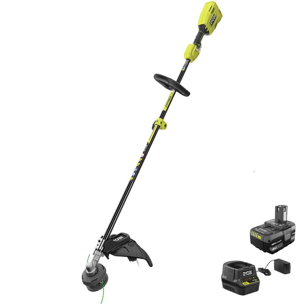 kristen forståelse Havslug RYOBI ONE+ 18V Brushless 15 in. Cordless Attachment Capable String Trimmer  with 4.0 Ah Battery and Charger P20110 - The Home Depot