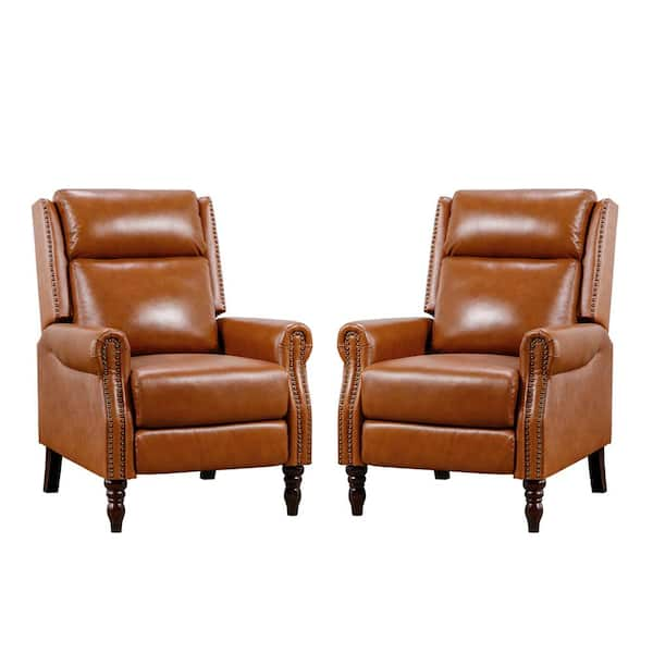 cozyman 30 in. Brown Modern Genuine Leather Recliner with Nailhead 