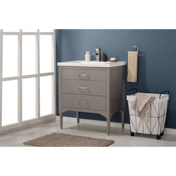 Mason 30 in. W x 18 in. D Bath Vanity in Gray with Porcelain Vanity Top in White with White Basin