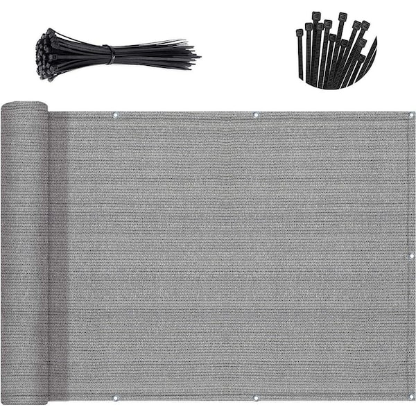 Angel Sar 3 ft. x 16 ft. Heavy Duty Brown-Grey Balcony Privacy Screen Fence for Outdoor Porch