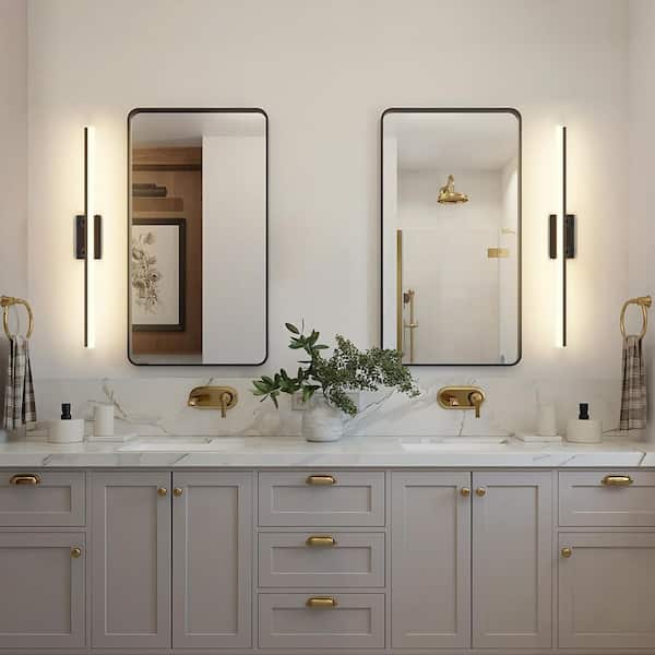 39.37 in. 1 Light Black Dimmable LED Vanity Light Bar with 5-CCT Adjustable Switch for Bathroom