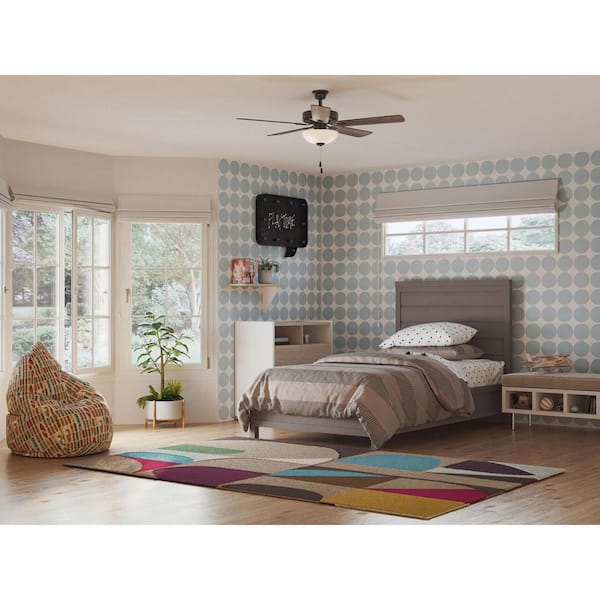 AirPro 52 in. Indoor Matte Black Transitional Ceiling Fan with Rustic Charcoal Blades Downrod Mount Included