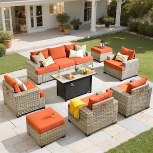 XIZZI Hilarious 10 Pieces Wicker Outdoor Patio 42. in Rectangular