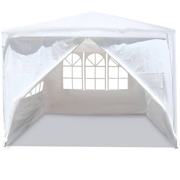 10 ft. x 10 ft. White Outdoor Heavy Duty Wedding Canopy Tent with 4 Removable Sidewalls for Backyard, Garden