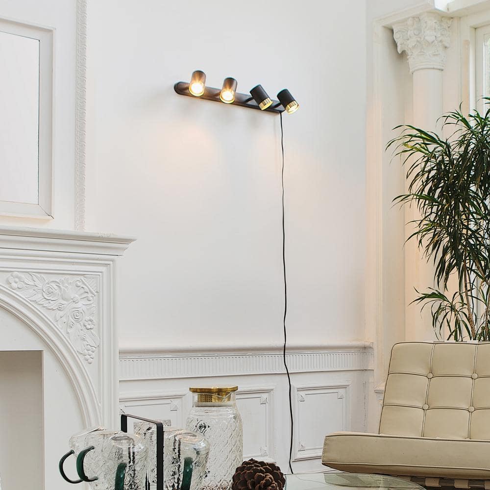 Matte Black 22'' 4-Light Plug-In Track Lighting Kit
