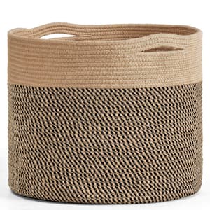 Black Cotton Rope Basket-15.8 in. x 15.8 in. x 13.8 in.