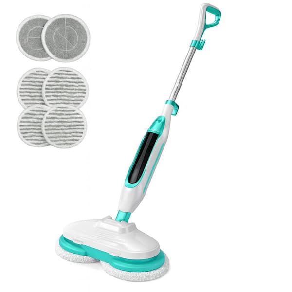 Residential Corded Hard Floor Steam Cleaning in White with Rotating Mop Pads, LED Headlights, Swivel Steering, 1 Piece