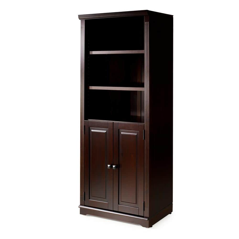 72 in. Cappuccino 4 adjustable shelves, 1 fixed shelf Wood Bookcase with Do