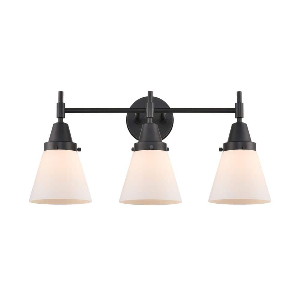 Cone 24.25 in. 3-Light Matte Black Vanity Light with Glass Shade price history on PriceWatchPro