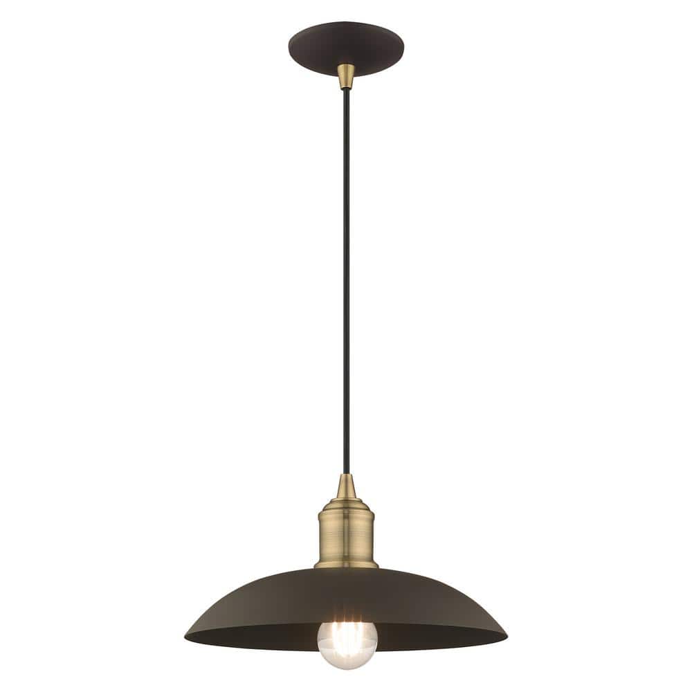Bronze and Brass Mini Pendant Light with Metal Shade