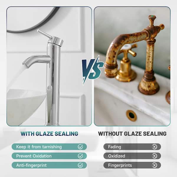 Single Hole Single Handle Bathroom Vessel Sink Faucet With Drain Assembly in Polished Chrome