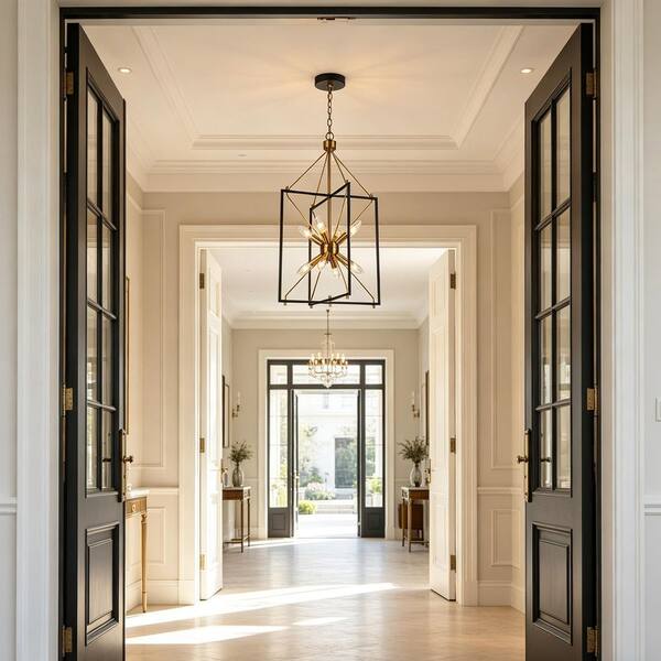 Zevni 8-Light Brass Gold Island Chandelier, Modern Farmhouse Black