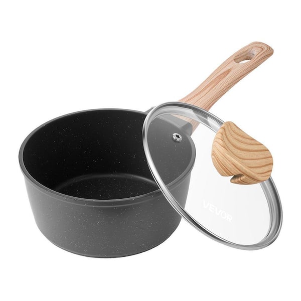 1 Piece 1.5 qt., Aluminum, Nonstick Coating, Induction Compatible, Black, Kitchen Cooking Saucepan, Sauce Pot Set