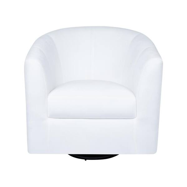 HOMESTOCK White 360° Swivel Barrel Chairs Arm Chair