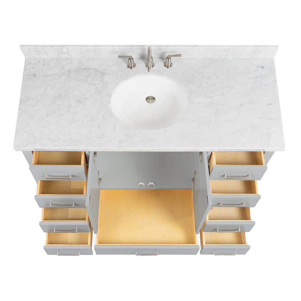 Cambridge 55" Gray Marble Single Basin Vanity Set