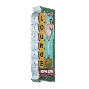 American Art Decor Vintage Metal LED Marquee Sign Cocktail Lounge Happy Hour Every Nite Sign 23.75 in. x 9 in. x 3 in.